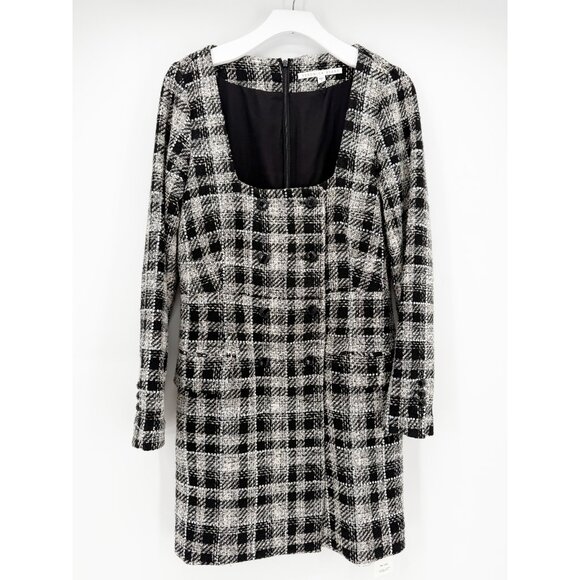 Veronica Beard Sondra Tweed Plaid Print Mini Dress Size: M | US 6 - Picture 3 of 14